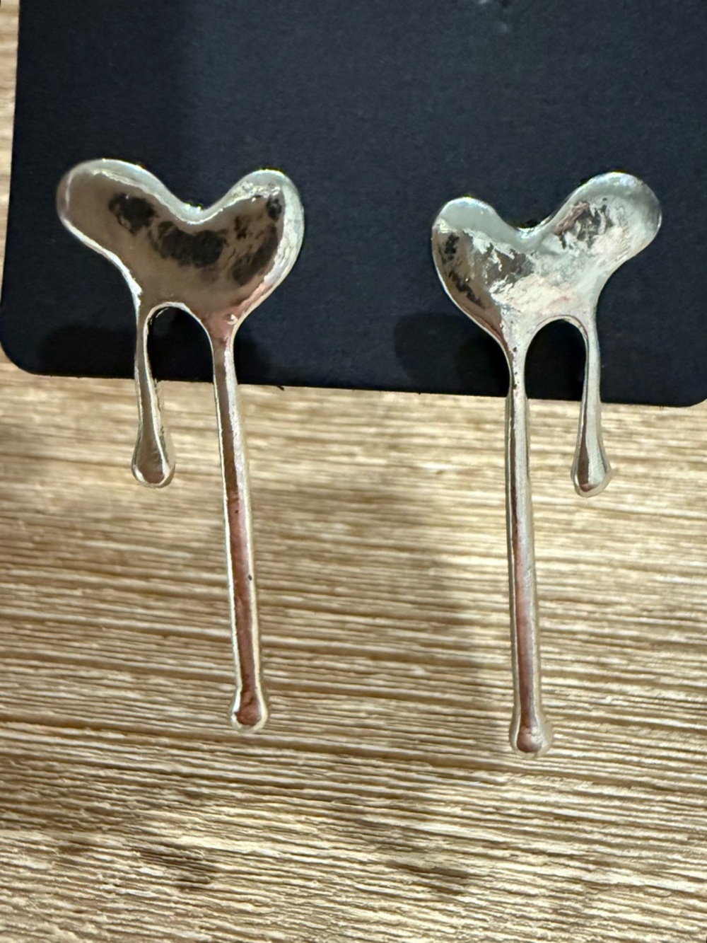 Silver Drip Heart Earrings